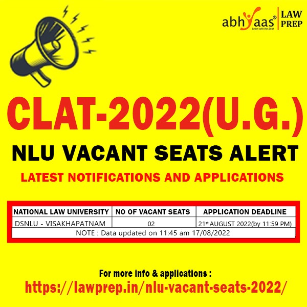 CLAT 2022 Vacant Seats Notification