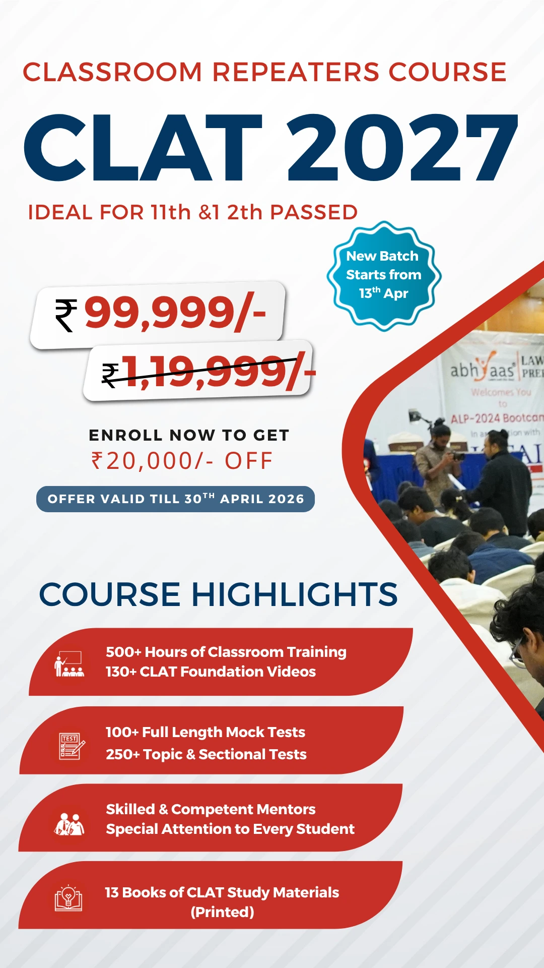 CLAT Classroom Repeaters Course